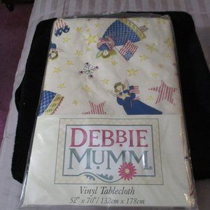 Vintage Debbie Mumm Vinyl Tablecloth 52" x 70" Americana Angels NEW